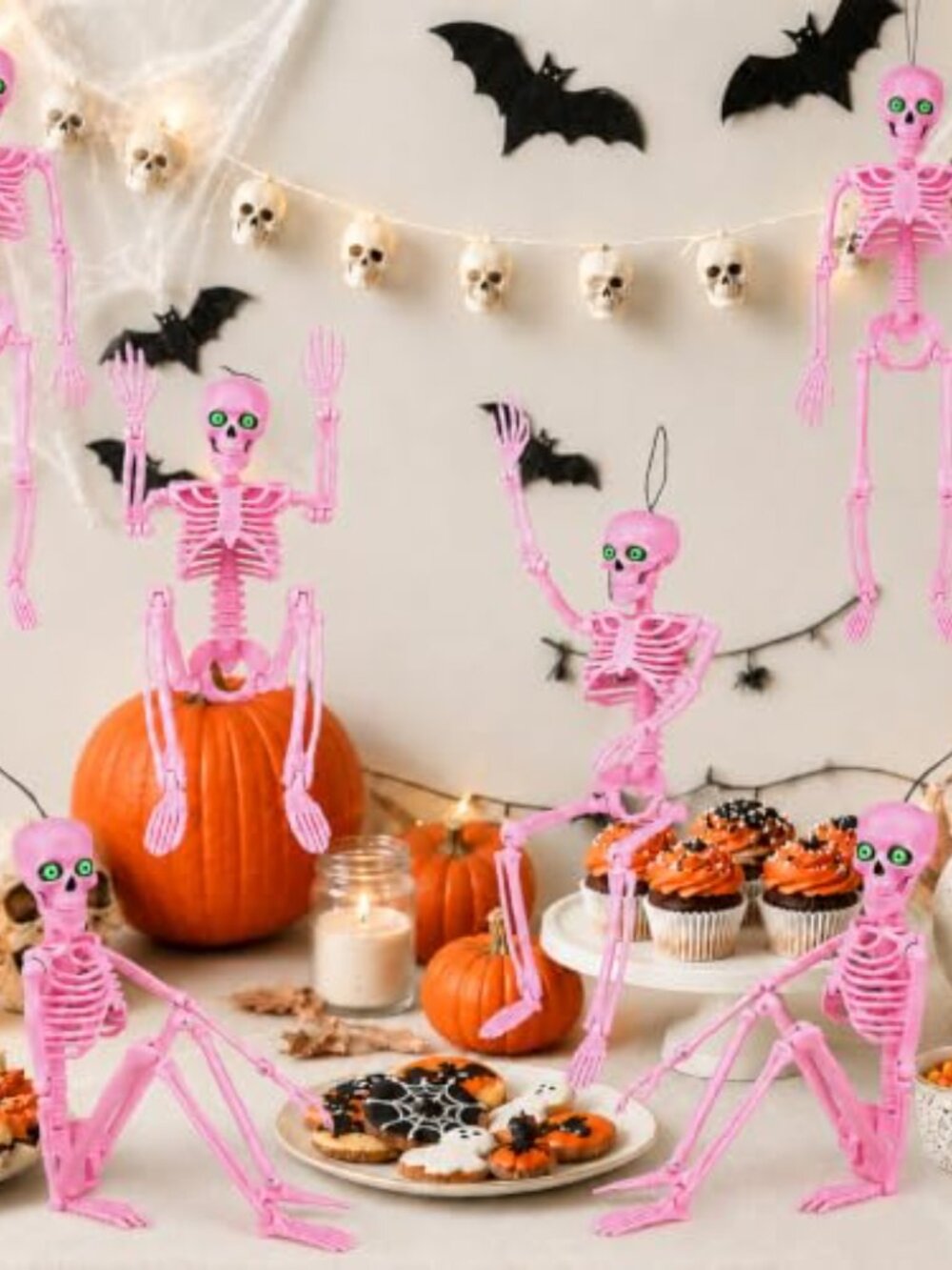 6 Pack 16" Halloween Pink Skeleton Decoration - Picture 5 of 6